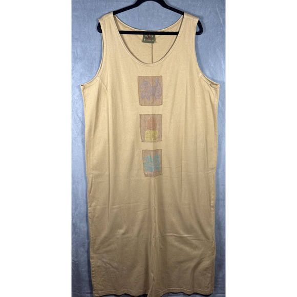 Blue Cactus Tan Print Cotton Maxi Dress & Jacket Southwestern‎ Size XL - 1X - Picture 3 of 6